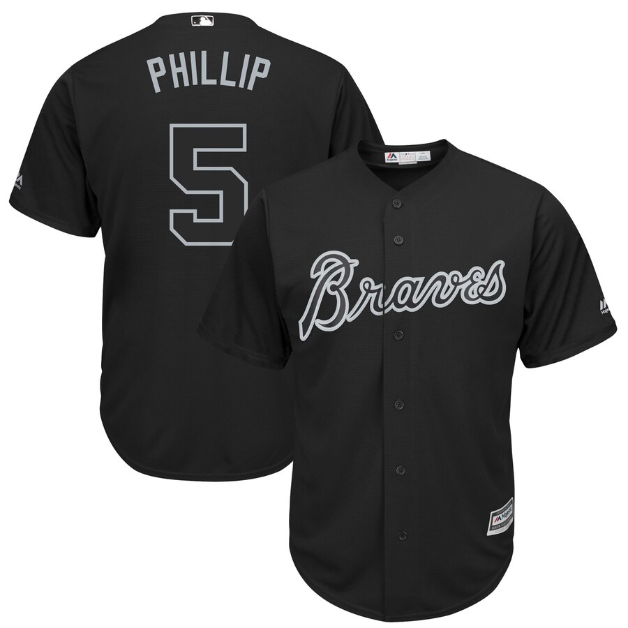 Men's Atlanta Braves #5 Freddie Freeman "Phillip" Majestic Black 2019 Players' Weekend Player Stitched MLB Jersey